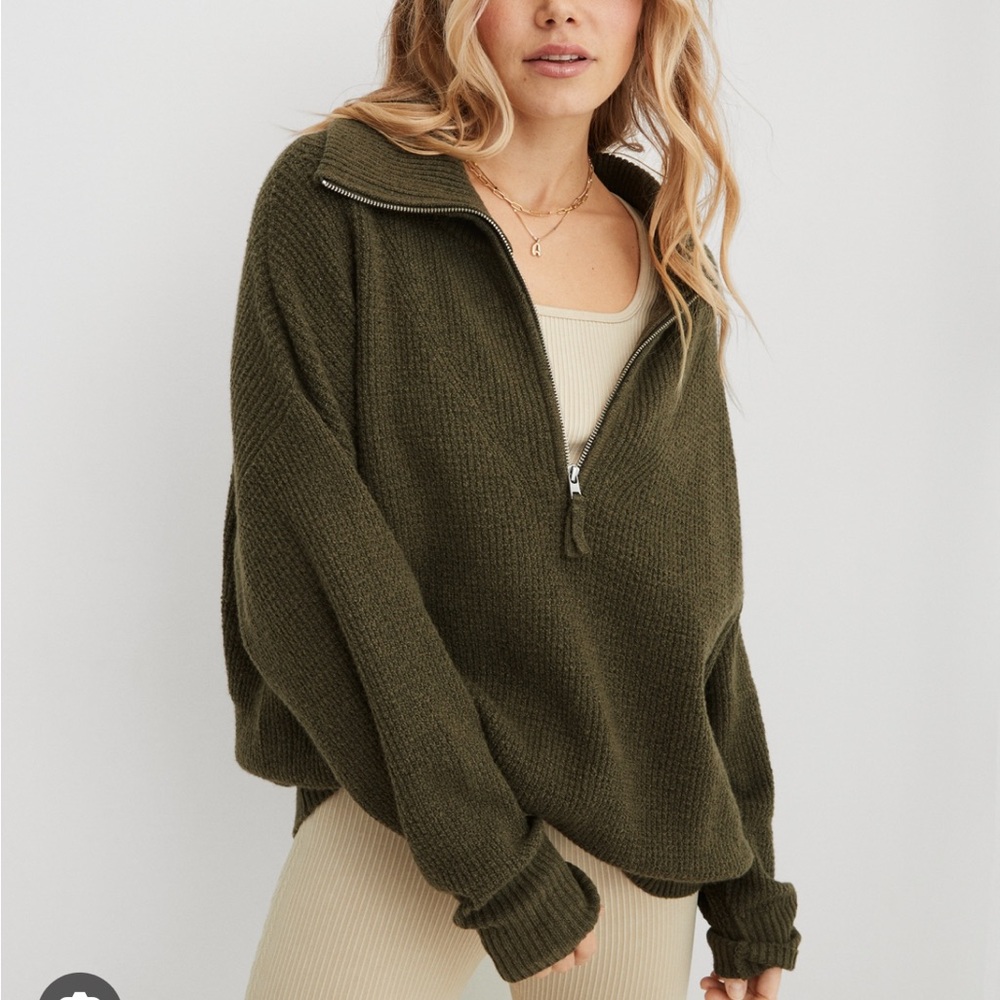 aerie cozy up waffle quarter zip